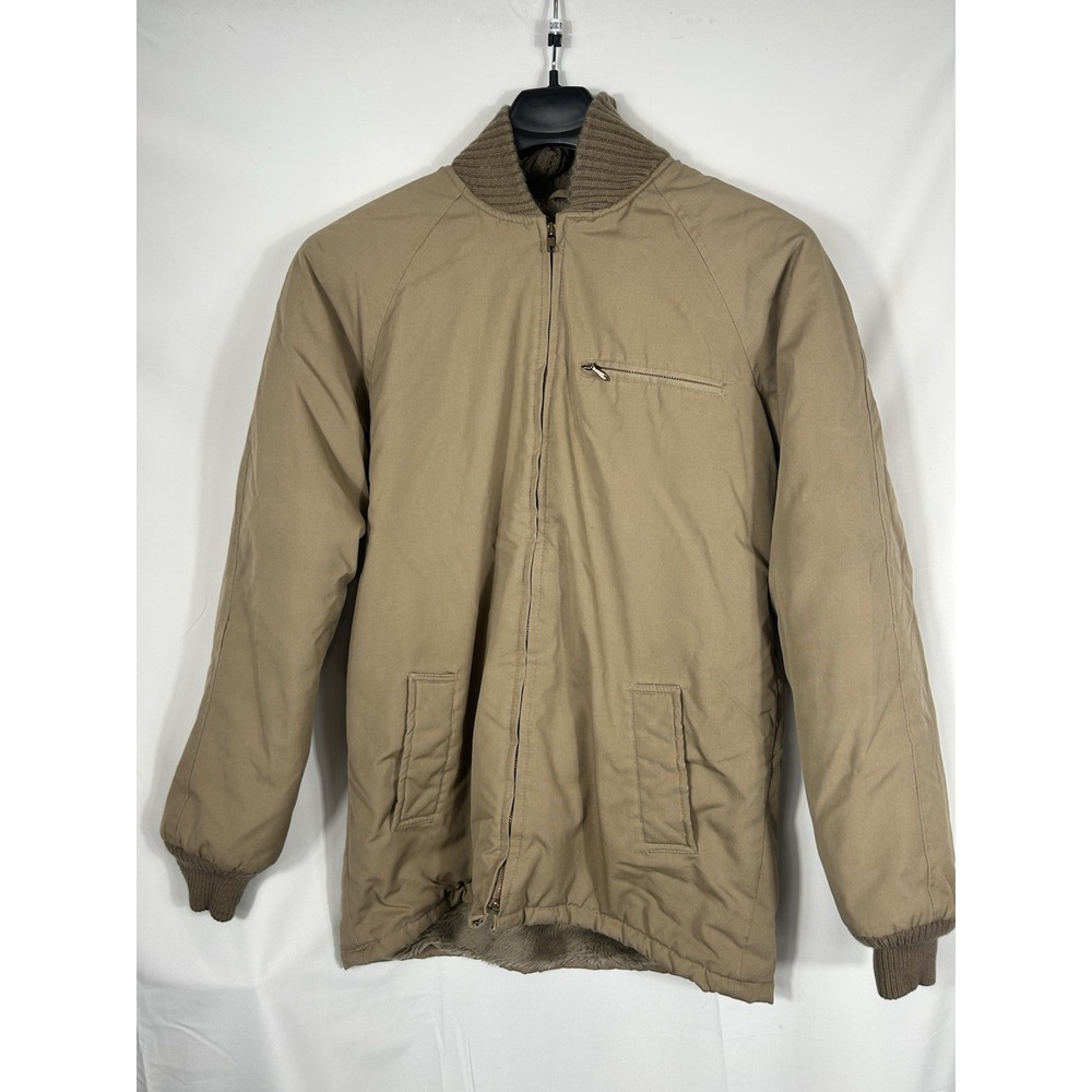 Vintage Oakton LTD Mens Canvas Bomber Jacket Mens L Big & Extra Tall Fur Lined